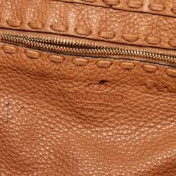 Pre Owned Valentino Brown Pebbled Leather Fringe C-Rockee Tote