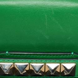 Pre Owned Valentino Green Leather Va Va Voom Pochette Bag