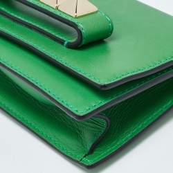Pre Owned Valentino Green Leather Va Va Voom Pochette Bag