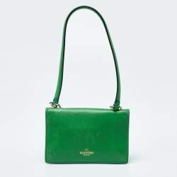 Pre Owned Valentino Green Leather Va Va Voom Pochette Bag