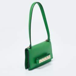 Pre Owned Valentino Green Leather Va Va Voom Pochette Bag