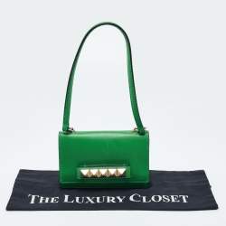 Pre Owned Valentino Green Leather Va Va Voom Pochette Bag