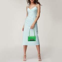 Pre Owned Valentino Green Leather Va Va Voom Pochette Bag