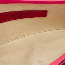 Pre Owned Valentino Pink Leather Rockstud Va Va Voom Chain Clutch