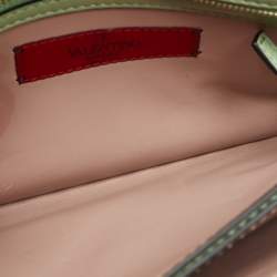 Pre Owned Valentino Lime Green Leather Rockstud Wristlet Clutch