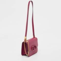 Pre Owned Valentino Burgundy Leather Small VSling Shoulder Bag