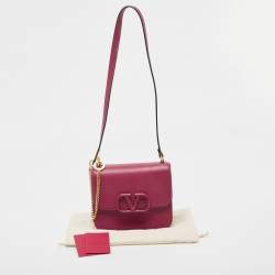 Pre Owned Valentino Burgundy Leather Small VSling Shoulder Bag
