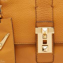 Pre Owned Valentino Mustard Yellow Leather Medium B-Rockstud Shoulder Bag