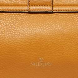 Pre Owned Valentino Mustard Yellow Leather Medium B-Rockstud Shoulder Bag