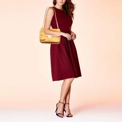 Pre Owned Valentino Mustard Yellow Leather Medium B-Rockstud Shoulder Bag