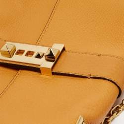 Pre Owned Valentino Mustard Yellow Leather Medium B-Rockstud Shoulder Bag