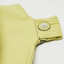 Pre Owned Valentino Lime Yellow Leather Crystal Embellished Catch Satchel
