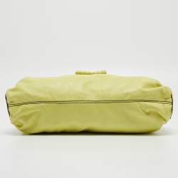 Pre Owned Valentino Lime Yellow Leather Crystal Embellished Catch Satchel