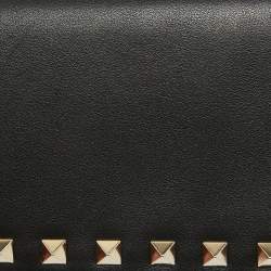 Valentino Black Leather Rockstud Wallet On Chain