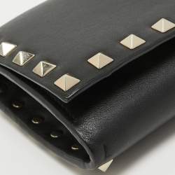 Valentino Black Leather Rockstud Wallet On Chain
