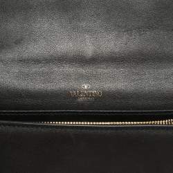 Valentino Black Leather Rockstud Wallet On Chain