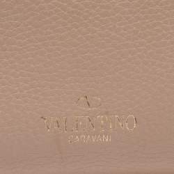 Pre Owned Valentino Old Rose Leather Rockstud Top Handle Bag