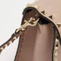 Pre Owned Valentino Old Rose Leather Rockstud Top Handle Bag
