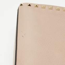 Pre Owned Valentino Old Rose Leather Rockstud Top Handle Bag