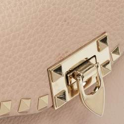 Pre Owned Valentino Old Rose Leather Rockstud Top Handle Bag