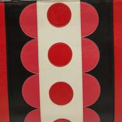 Pre Owned Valentino Tri Color Polka Dot Leather Carmen Shopper Tote 