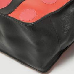 Pre Owned Valentino Tri Color Polka Dot Leather Carmen Shopper Tote 