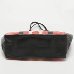Pre Owned Valentino Tri Color Polka Dot Leather Carmen Shopper Tote 