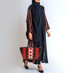 Pre Owned Valentino Tri Color Polka Dot Leather Carmen Shopper Tote 