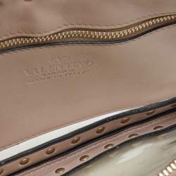 Valentino Pink/Transparent Leather and PVC Rockstud Clutch