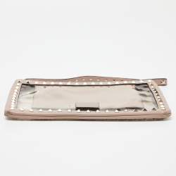 Valentino Pink/Transparent Leather and PVC Rockstud Clutch