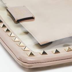 Valentino Pink/Transparent Leather and PVC Rockstud Clutch