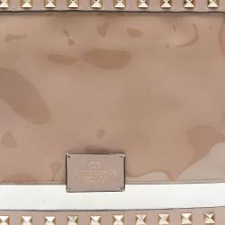 Valentino Pink/Transparent Leather and PVC Rockstud Clutch