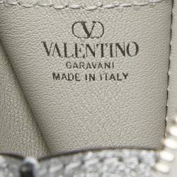 Pre Owned Valentino Silver Leather Zip Chain Coin Purse