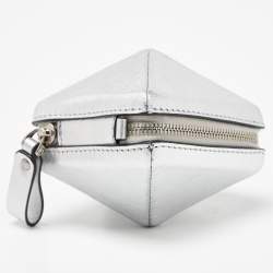 Pre Owned Valentino Silver Leather Zip Chain Coin Purse