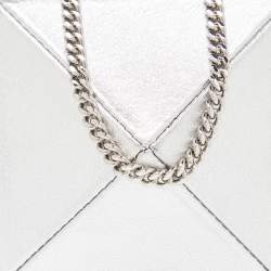 Pre Owned Valentino Silver Leather Zip Chain Coin Purse