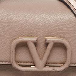 Pre Owned Valentino Beige Leather Small VSling Top Handle Bag