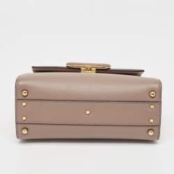 Pre Owned Valentino Beige Leather Small VSling Top Handle Bag