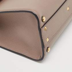 Pre Owned Valentino Beige Leather Small VSling Top Handle Bag