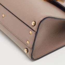 Pre Owned Valentino Beige Leather Small VSling Top Handle Bag