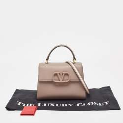 Pre Owned Valentino Beige Leather Small VSling Top Handle Bag