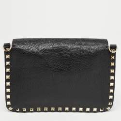Pre Owned Valentino Black Leather Rockstud Crossbody Bag