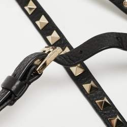Pre Owned Valentino Black Leather Rockstud Flap Crossbody Bag