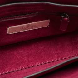 Pre Owned Valentino Magenta Leather Guitar Rolling Rockstud Shoulder Bag