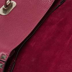 Pre Owned Valentino Magenta Leather Guitar Rolling Rockstud Shoulder Bag