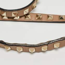 Valentino Beige Leather Rockstud Slim Top Handle Bag