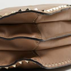 Valentino Beige Leather Rockstud Slim Top Handle Bag
