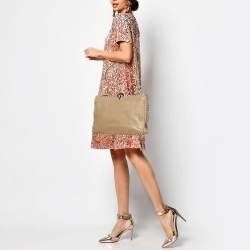 Valentino Beige Leather Rockstud Slim Top Handle Bag