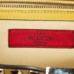 Pre Owned Valentino Yellow Leather Rockstud Trapeze Shoulder Bag