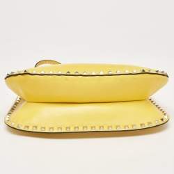 Pre Owned Valentino Yellow Leather Rockstud Trapeze Shoulder Bag