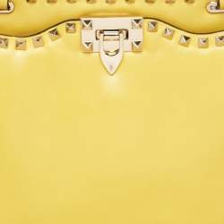 Pre Owned Valentino Yellow Leather Rockstud Trapeze Shoulder Bag
